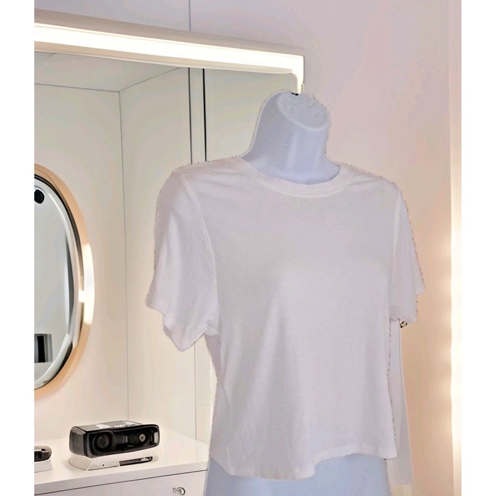 Live To Be Spoiled Crop Top Jr. Size XXL‎ Cream Color Ribbed Knit Stretch NWT